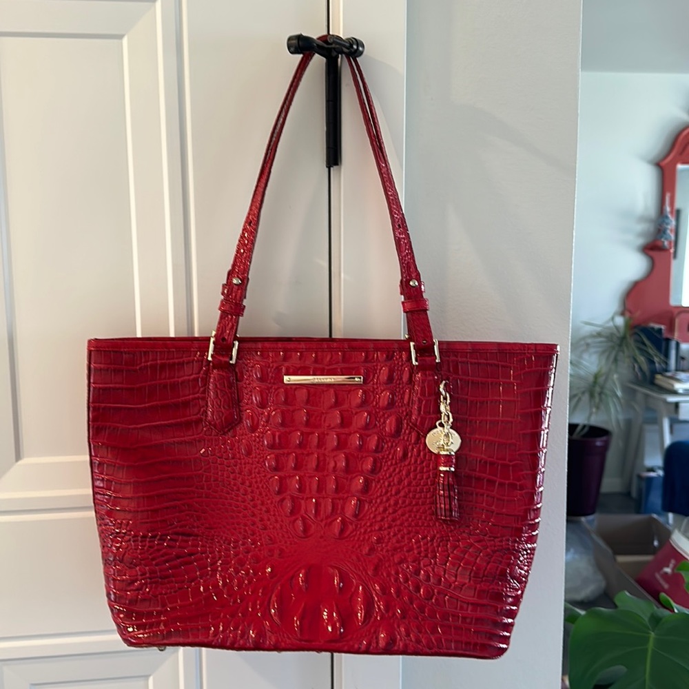 Brahmin red tote bag